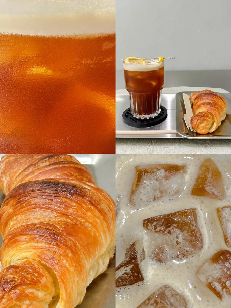 Cold brew, croissant và cà phê đá sữa tại SOLUS