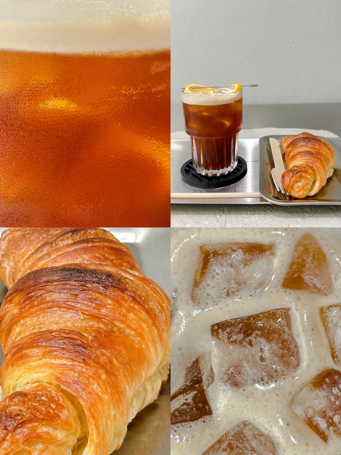 Cold brew, croissant và cà phê đá sữa tại SOLUS